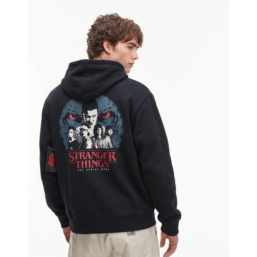 NEW Stranger Things Netflix Mens Black Hoodie The Upside Down Cast Medium NWT